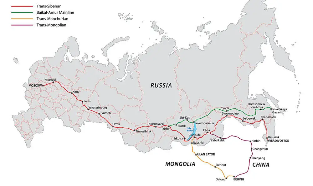 Trans-Siberian map