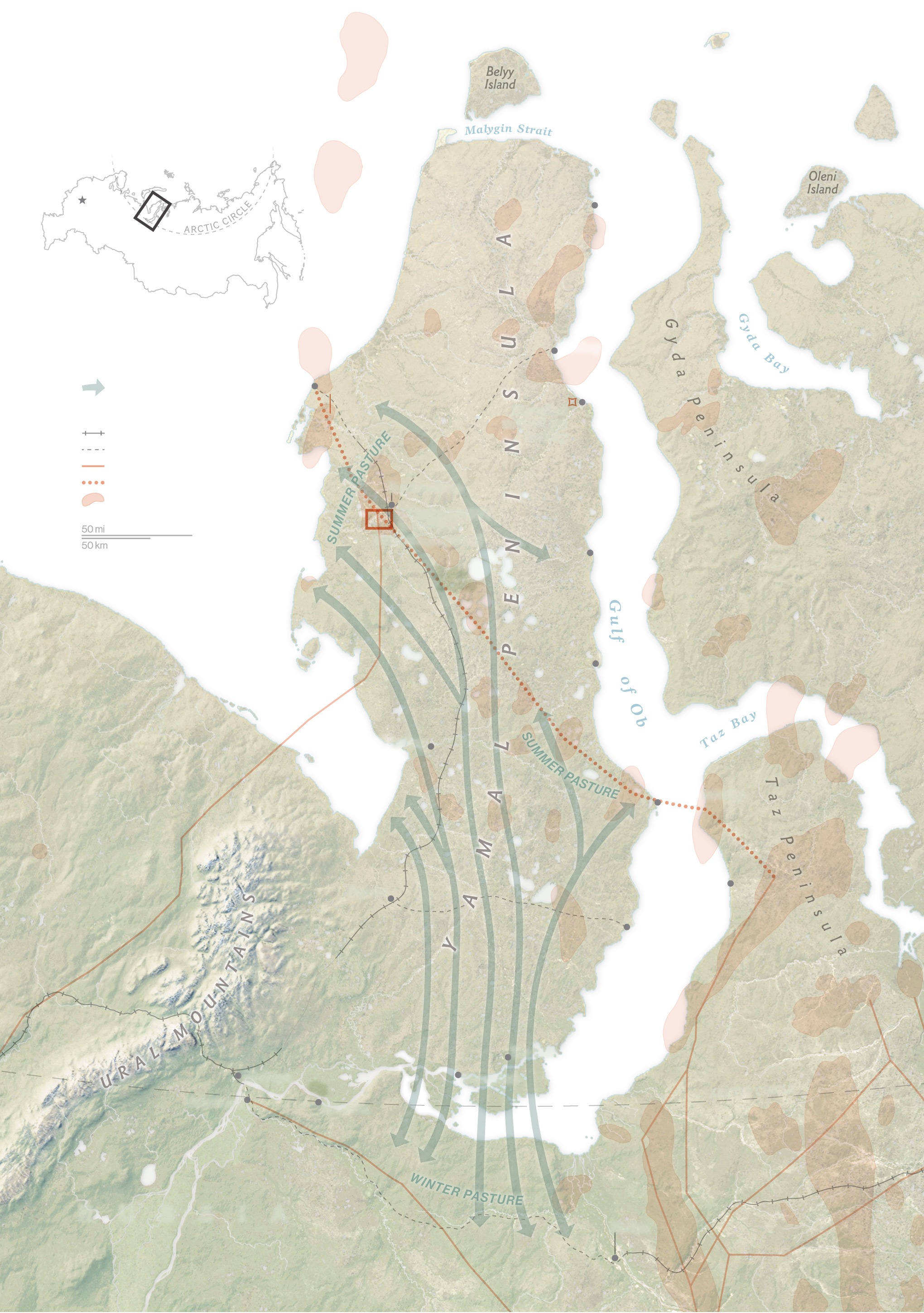 Nenets migration routes map